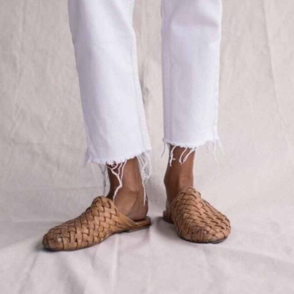 St Agni bunto woven leather slides 36 in almond - Picture 4 of 11